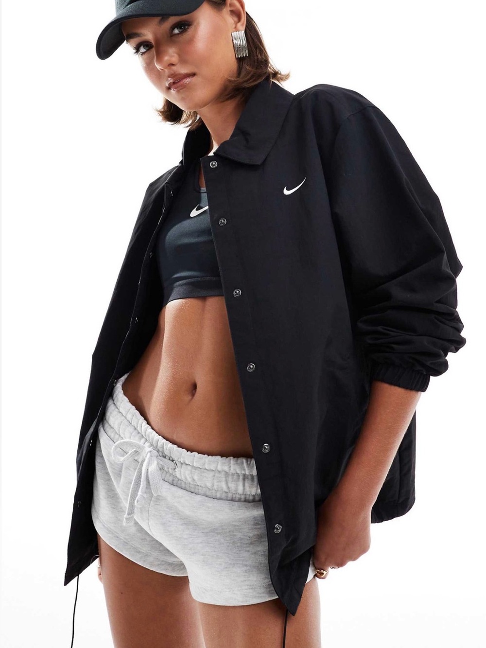 Nike Black Lightweight Bomber Jacket with White Swoosh